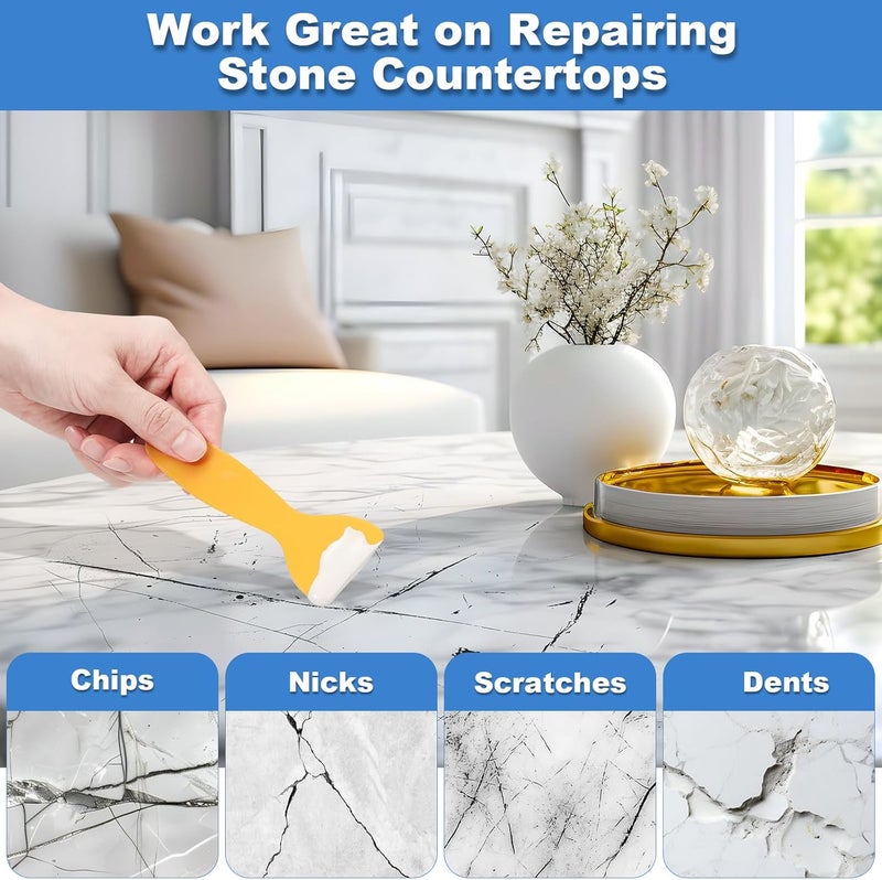 LifeisLuck Quartz Countertop Chip Repair Kit - White Granite & Marble Repair Kit, Suitable for Granite, Marble, Quartz Stone, and Other Stone Surface Crack Quartz Chip Repair Kit - Image 4